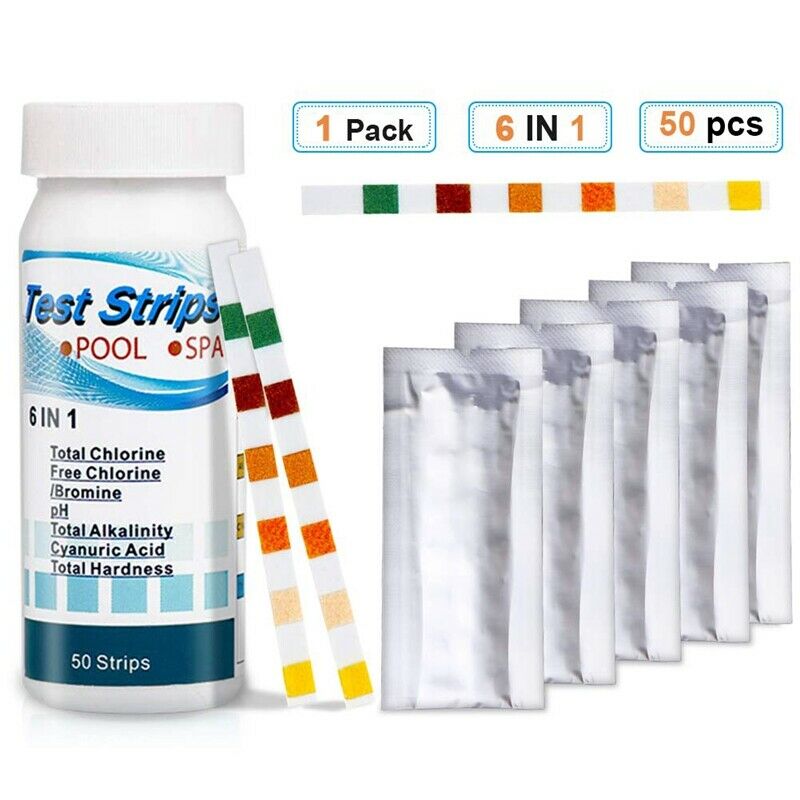 50Pcs Swimming Pool Spa Water Test Strips Ph Chlorine Alkaline Acid Bromine