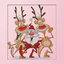 14CT Stamped DIY Santa Claus Reindeer Cross Stitch Kits 28X26cm (C317)