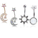 4PC Belly Button Ring Surgical Steel Internally Threaded Piercing Navel Bar