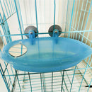 Blue Small Parrot Bird Bathtub Pet Cage Accessories Box Mirror Shower Bath