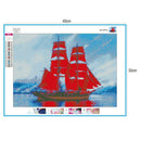 5D DIY Full Drill Diamond Painting Red Sailing Ship Cross Stitch Embroidery