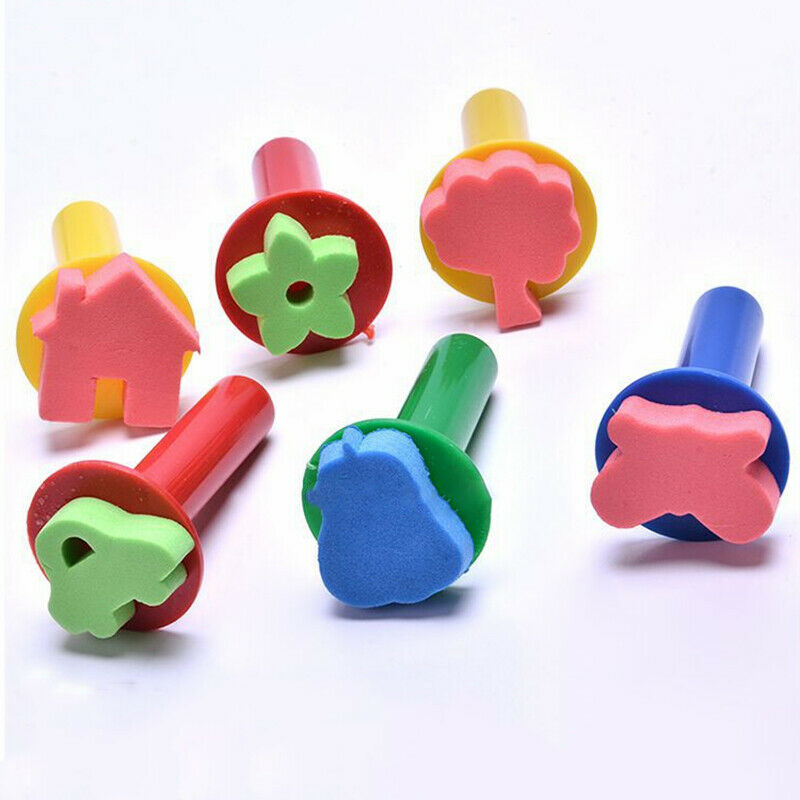 Early Learning Mini Flower Sponge Painting Brushes Craft Brushes Set for Ki D1Q1