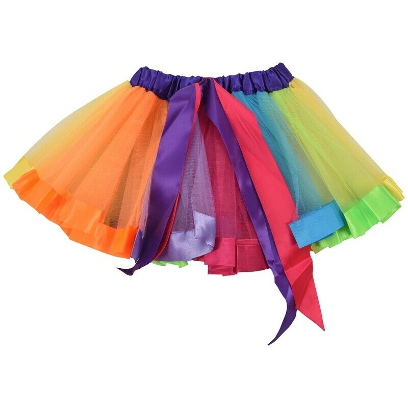Kids Lovely Handmade Colorful Tutu Skirt Girls Rainbow Tulle Tutu Mini Skir D4K9