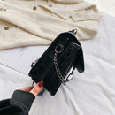 Retro Crossbody Handbag Women Leather Chain Shoulder Messenger Bag (Black) A