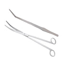 Stainless Steel Aquarium Live Tank Plant Landscaping Elbow Scissor & Tweezer
