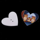 50Pcs Love Heart Shape Wood Button with Owl Pattern 2 Holes DIY Craft Sewing