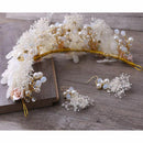 Bridal Hair Rhinestone Wedding Anniversary Prom Flower Jewelry With Earring