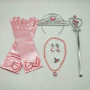 2 Sets Princess Fancy Dress Costume Glove Wand Tiara Jewelry Set Pink/Yellow