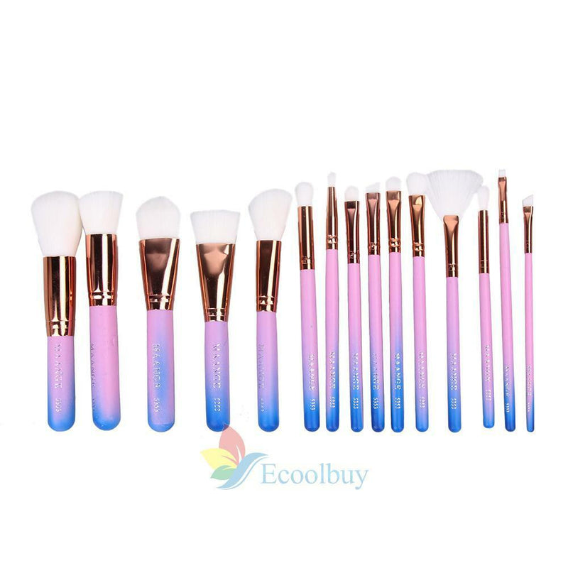 15 Pcs Pro Makeup Brushes Set Kit Cosmetic Powder Foundation Eyeshadow Lip Brush