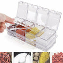 4Pcs/Set Transparent Seasoning Salt Sugar Storage Box Box Spice Kitchen V6Z1