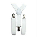 Kids Boys Girls Y-Back Suspender Elastic Adjustable Clip-On Braces White