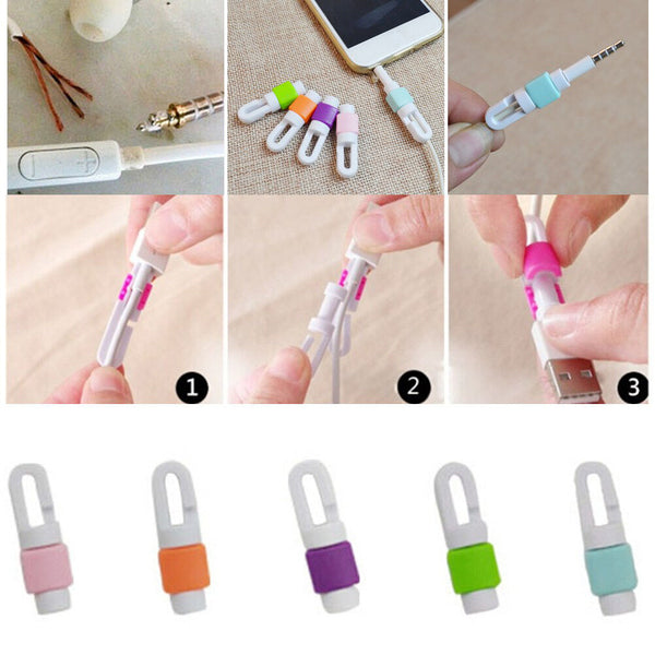 5x Protector Saver Cover for Smart Phone Lightning USB Charger Cable Cord  Z