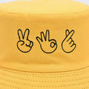 Double-sided Casual Finger Gesture Ok Bucket Hat Women Summer Fold Two Sided OZ