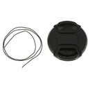 Black Camera Lens Cap - Plastic Snap-on Cover Protector with Anti-lost Lanyard