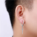 4PC Stainless Steel Long Dangle Earclip Cross Spike Huggie Hoop Men & Women