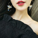 Korean Style Hoop Earrings Crystal Tassel Dangle Acrylic Flower Jewelry L7X7