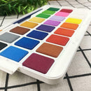 Watercolor Pigment Set 24 Colors Solid With Water Brush New V8F2