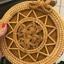 Woven Rattan Bag Round Straw Shoulder Bag Small Beach Handbags Women Summer B2R7
