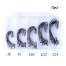 50PCS Lot High Carbon Steel Bass Worm Hooks Jig Big Fishing Crank Hook  CJF