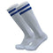 Child Sport Football Soccer Over Knee Kid Long Sock (White + Blue Stripe) A