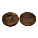 20PCs Dark Coffee 4 Holes Round Wood Sewing Buttons 35mm I1H9