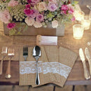 50 pcs Natural Jute Cutlery Knives and Forks Cutlery Set Silverware Bag Hol Z8D3