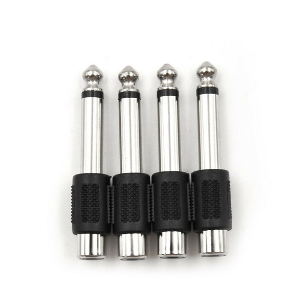 4Pcs RCA Female to 1/4" 6.35mm Male Mono Audio Adapters Connectors PlugsLJ