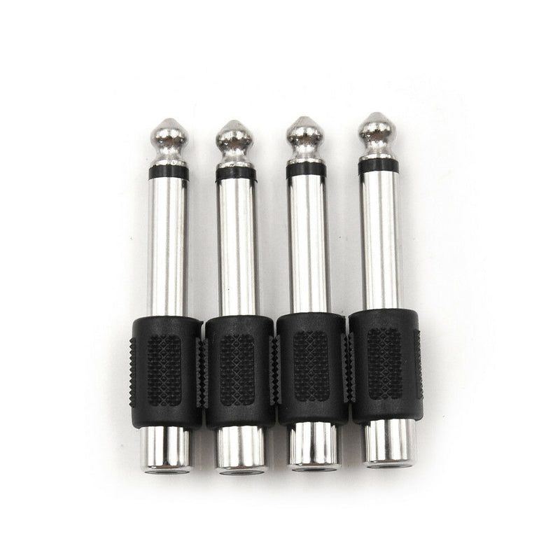 4Pcs RCA Female to 1/4" 6.35mm Male Mono Audio Adapters Connectors PlugsLJ