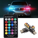2PCS T10 COB RGB LED 6SMD Car Wedge Side Multicolor Light Bulbs w/Remote C PST