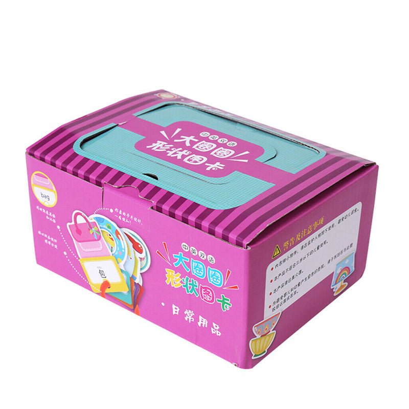 2 Set(60Pieces) Double Sided English Chinese Educational Flashcards with One