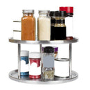 Spice Rack Stainless Steel Organizer Tray Turntable Rotating 2 Level Tablet N5Y5