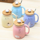 New sesame cat heat-resistant cup color cartoon with lid cup kitten milk co X9J9