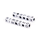 100pcs 6mm white cube alphabet single letter beads Craft DIY A - Z Mixed MO