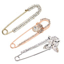 3pcs Crystal Safety Pin Brooch Clip Lady Bridal Scarf Coat Hat Pin Jewelry