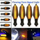 4PCS Motorcycle LED Turn Signal Lamp Sequential Flowing Indicator Lights Amber