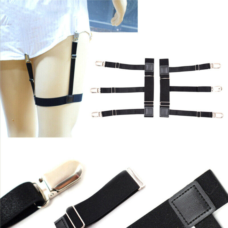2 Pcs Men Shirt Stays Belt Non-slip Locking Clips  Keep Shirt Tucked Leg Str_