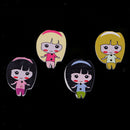 50Pcs Lovely Cartoon Girs Wooden Buttons for Kids Children Cardmaking