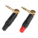 2Pieces 90 Degree 3.5mm 3Pole Male Earphones Audio Solder Jack Plug Adapter
