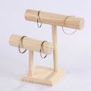 2-Tier Wooden T-Bar Jewelry Bracelet Watch Bangle Necklace Display Holder S