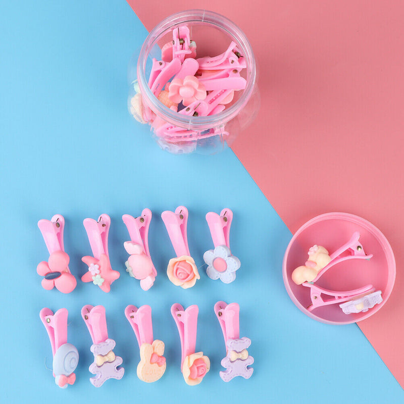 20Pcs Mixed multicolor baby kid children girls cartoon hair clips with bo R^i