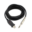 9.8ft Guitar Bass 6.5mm Jack To USB Link Connection Instrument Cable Adapter