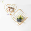 Metal Floating Shelf Organizer Geometric Home Bathroom Golden Heart Shaped