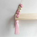 Wooden Wall shelf Hanging Tassel Children baby Nordic Style Wall Frame pink Q5A5