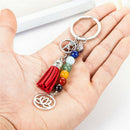 Tassel Lotus  8mm Beads Key Chain Ring Keychain Family Gift jewelry  OZ