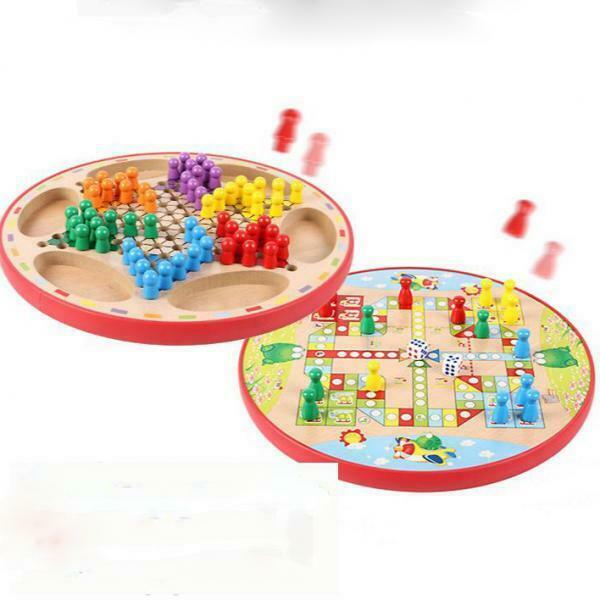 Wood Chinese Checkers Jump Game tiaoqi Game Children educational chess toys
