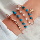4pcs Retro Shell Flower Bracelet Slice Bangles Women Jewelry Gift (Style 7)