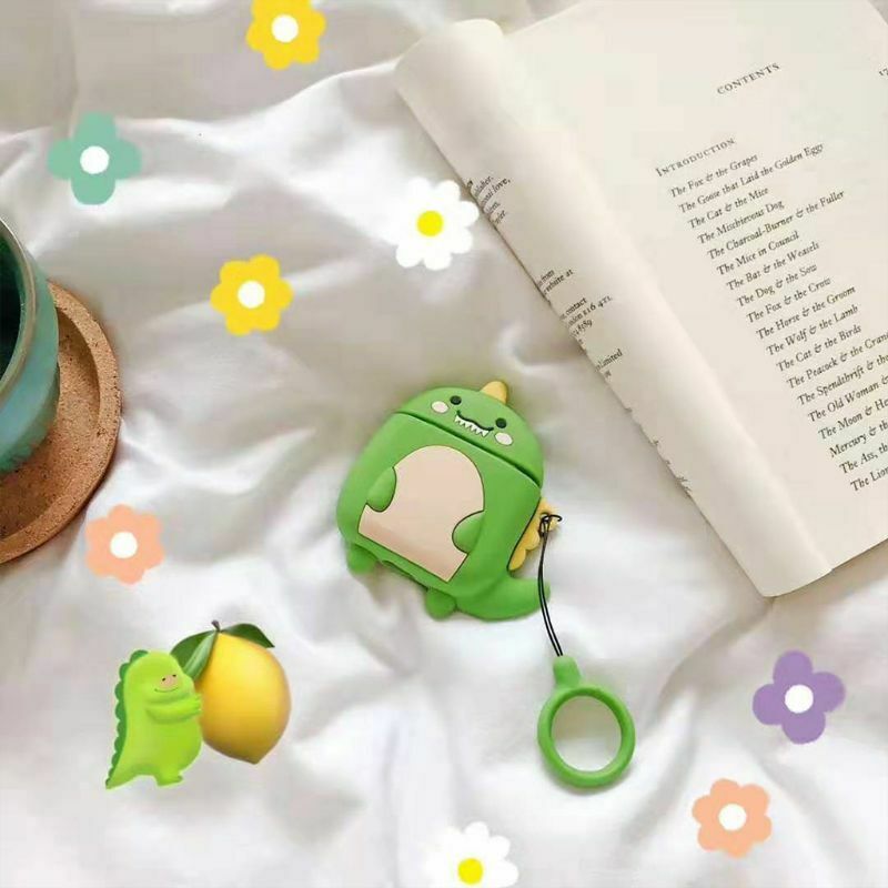 Cartoon Dinosaur Pattern Silicone Protective Case Shockproof Cover for Airpods