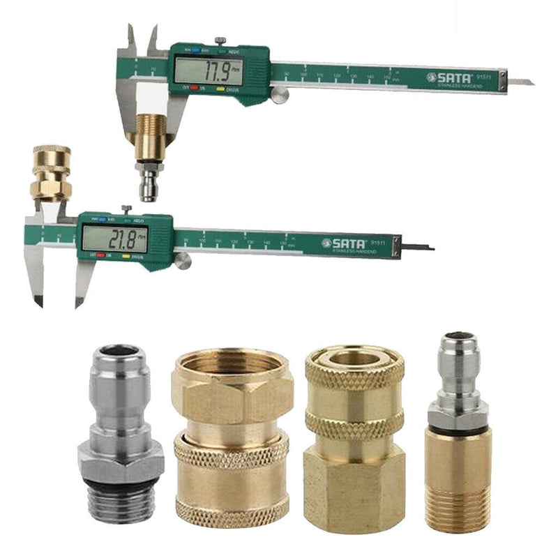 4-Pack Pressure Washer Hose Connector Quick Coupler Male & Female (4 Sizes)