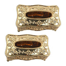 2pcs Rose Flower Pattern Tissue Box Acrylic Wide Use for Living Room -Golden