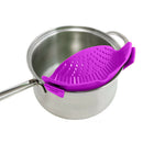 Kitchen Silicone Food Strainer Veggies Fruits Colander for Pots Pans Purple